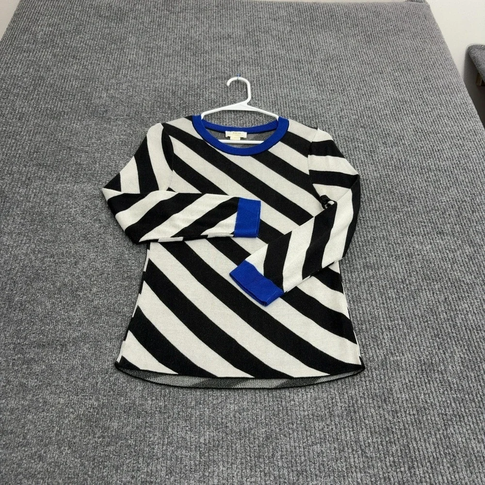 Maeve Anthropologie Sweater Womens S Black White Knit Diagonal Stripe Casual